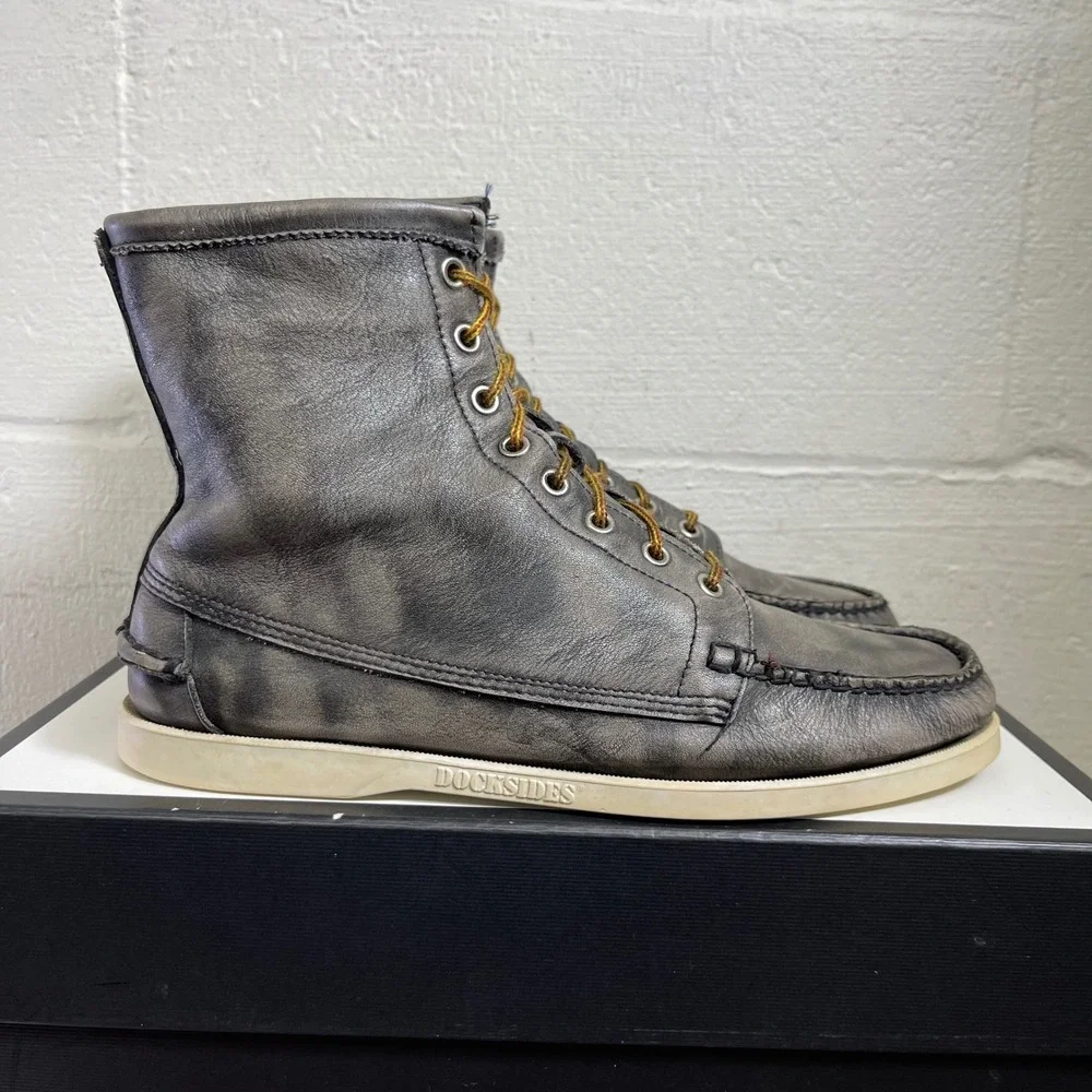 Sebago Lighthouse Tinsel Black‎ Leather Ankle Boots Lace Up Men's US 9 M